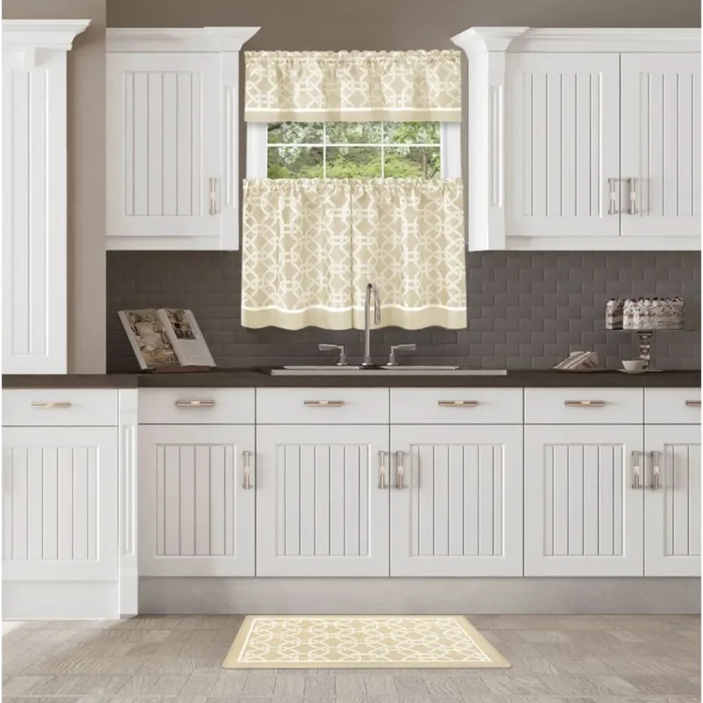 Light Filtering Printed Tier & Valance Window Curtain Set - 58 x 24/58 x 13 -